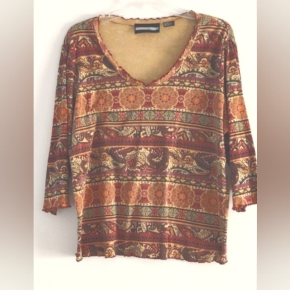 Requirements Woman multicolor 3/4 sleeve  blouse 1X